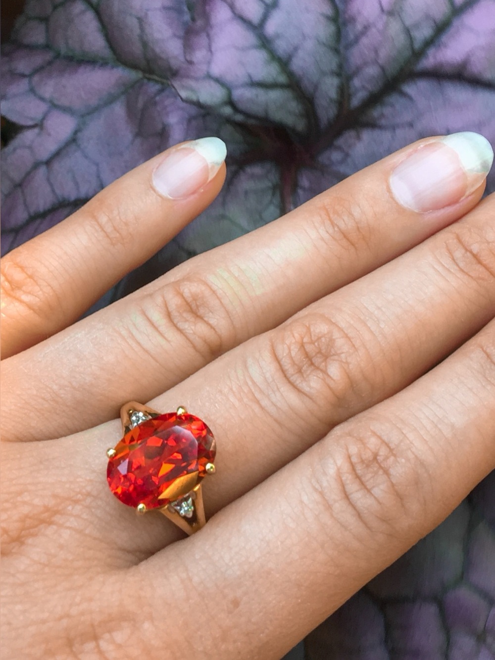 Fire Opal and gold  ring/ earrings